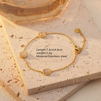 Wholesale Jewelry IG Style French Style Simple Style Ice Cube Quadrilateral 304 Stainless Steel Synthetic Resin 18K Gold Plated Plating Inlay Bracelets Necklace Jewelry Set