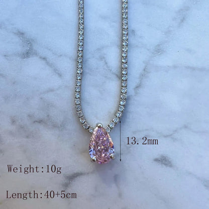 Wholesale Jewelry IG Style French Style Simple Style Water Droplets Solid Color 304 Stainless Steel Zircon 18K Gold Plated Inlay Necklace