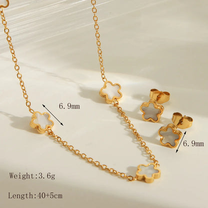 Wholesale Jewelry IG Style French Style Solid Color Flower 304 Stainless Steel Acrylic 18K Gold Plated Bracelets Jewelry Set