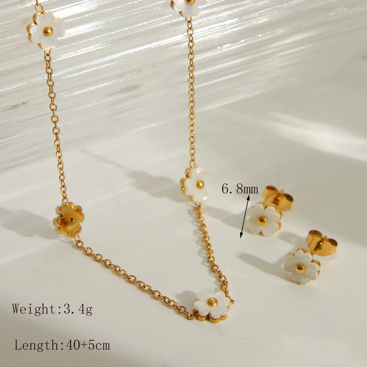 Wholesale Jewelry IG Style French Style Solid Color Flower 304 Stainless Steel Acrylic 18K Gold Plated Bracelets Jewelry Set