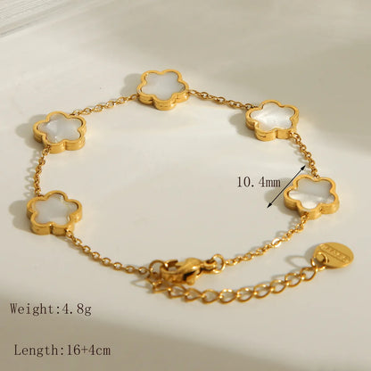 Wholesale Jewelry IG Style French Style Solid Color Flower 304 Stainless Steel Acrylic 18K Gold Plated Bracelets Jewelry Set