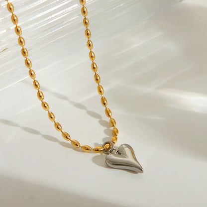 Wholesale Jewelry IG Style French Style Sweet Heart Shape Solid Color 304 Stainless Steel 18K Gold Plated Pendant Necklace