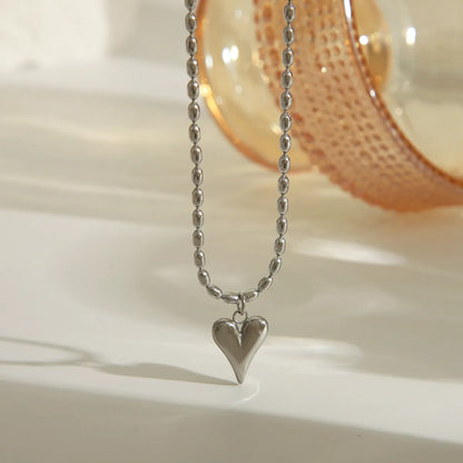 Wholesale Jewelry IG Style French Style Sweet Heart Shape Solid Color 304 Stainless Steel 18K Gold Plated Pendant Necklace