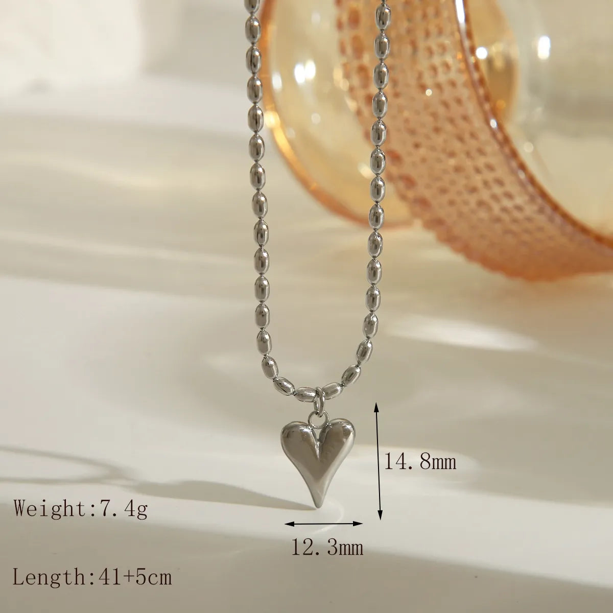 Wholesale Jewelry IG Style French Style Sweet Heart Shape Solid Color 304 Stainless Steel 18K Gold Plated Pendant Necklace