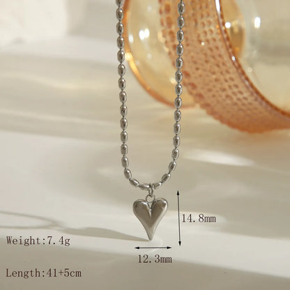 Wholesale Jewelry IG Style French Style Sweet Heart Shape Solid Color 304 Stainless Steel 18K Gold Plated Pendant Necklace