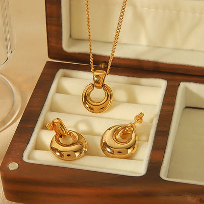 Wholesale Jewelry IG Style Geometric 304 Stainless Steel 18K Gold Plated Polishing Plating Earrings Necklace