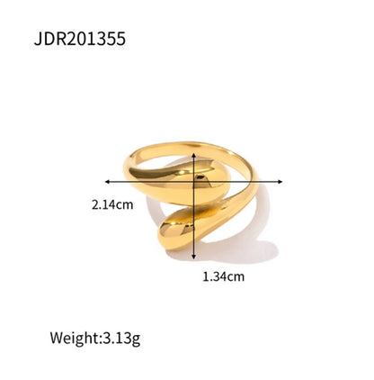 Wholesale Jewelry IG Style Geometric 304 Stainless Steel Artificial Pearls Zircon 18K Gold Plated Inlay Open Rings Rings