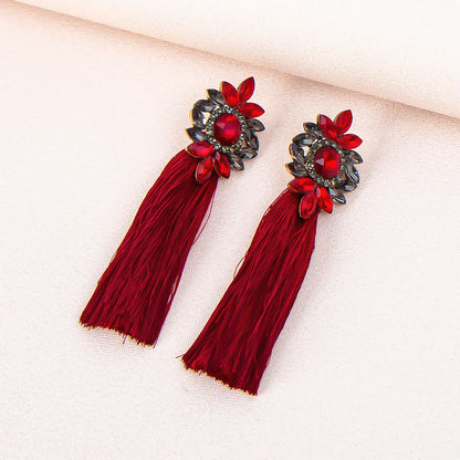 1 Pair Ig Style Glam Flower Inlay Alloy Glass Drop Earrings