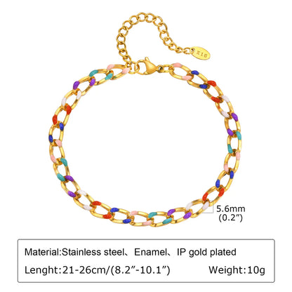 Wholesale Jewelry IG Style Hawaiian Vacation Colorful 201 Stainless Steel 18K Gold Plated Epoxy Anklet