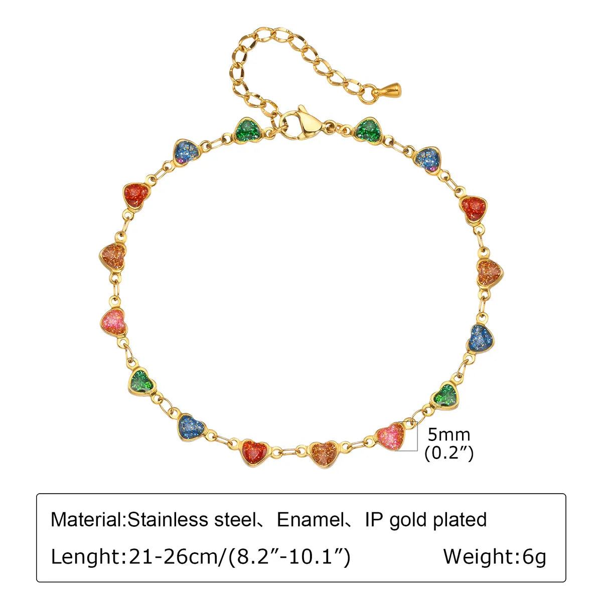 Wholesale Jewelry IG Style Hawaiian Vacation Colorful 201 Stainless Steel 18K Gold Plated Epoxy Anklet