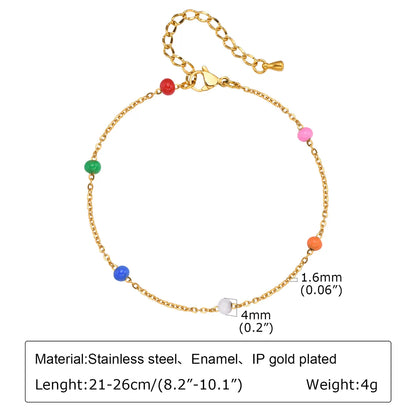 Wholesale Jewelry IG Style Hawaiian Vacation Colorful 201 Stainless Steel 18K Gold Plated Epoxy Anklet