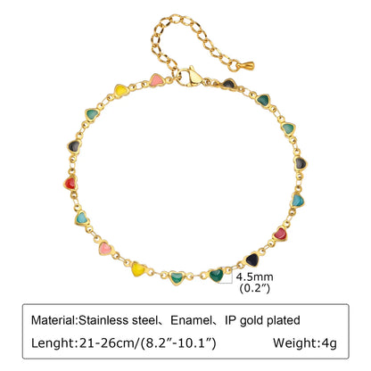 Wholesale Jewelry IG Style Hawaiian Vacation Colorful 201 Stainless Steel 18K Gold Plated Epoxy Anklet