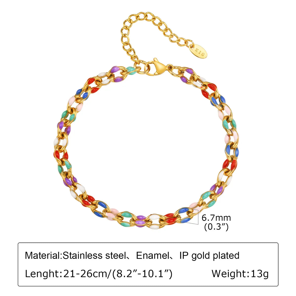 Wholesale Jewelry IG Style Hawaiian Vacation Colorful 201 Stainless Steel 18K Gold Plated Epoxy Anklet