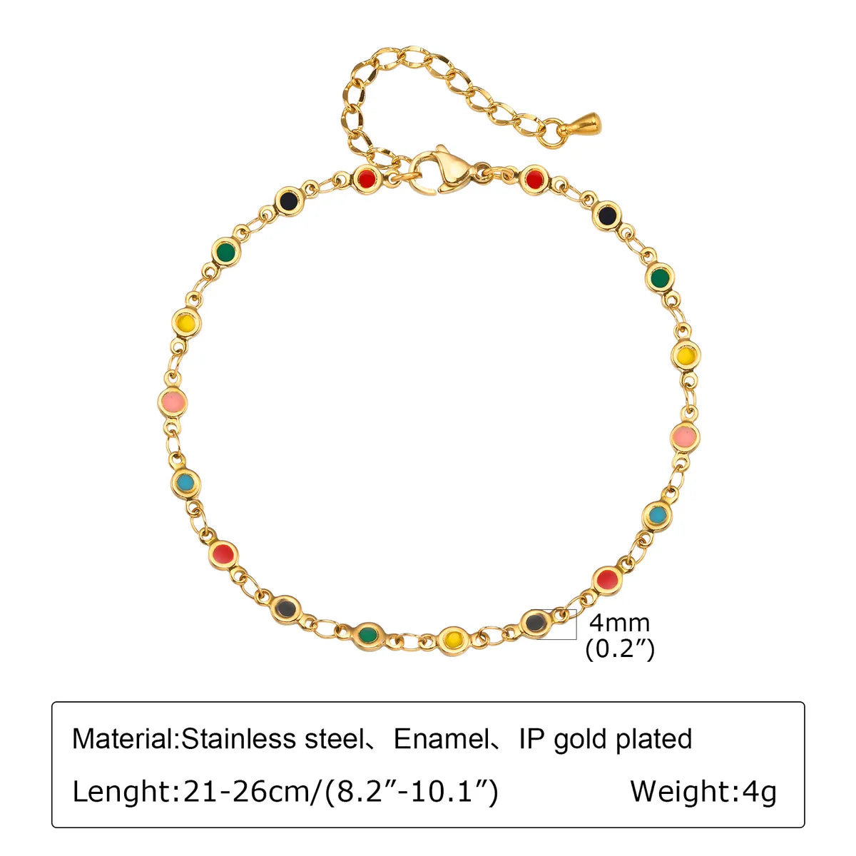 Wholesale Jewelry IG Style Hawaiian Vacation Colorful 201 Stainless Steel 18K Gold Plated Epoxy Anklet