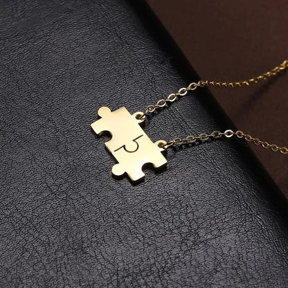 Wholesale Jewelry IG Style Hip-Hop Jigsaw 304 Stainless Steel Pendant Necklace