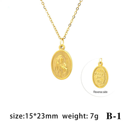 Wholesale Jewelry IG Style Hip-Hop Retro Portrait Letter 304 Stainless Steel 18K Gold Plated Polishing Pendant Necklace