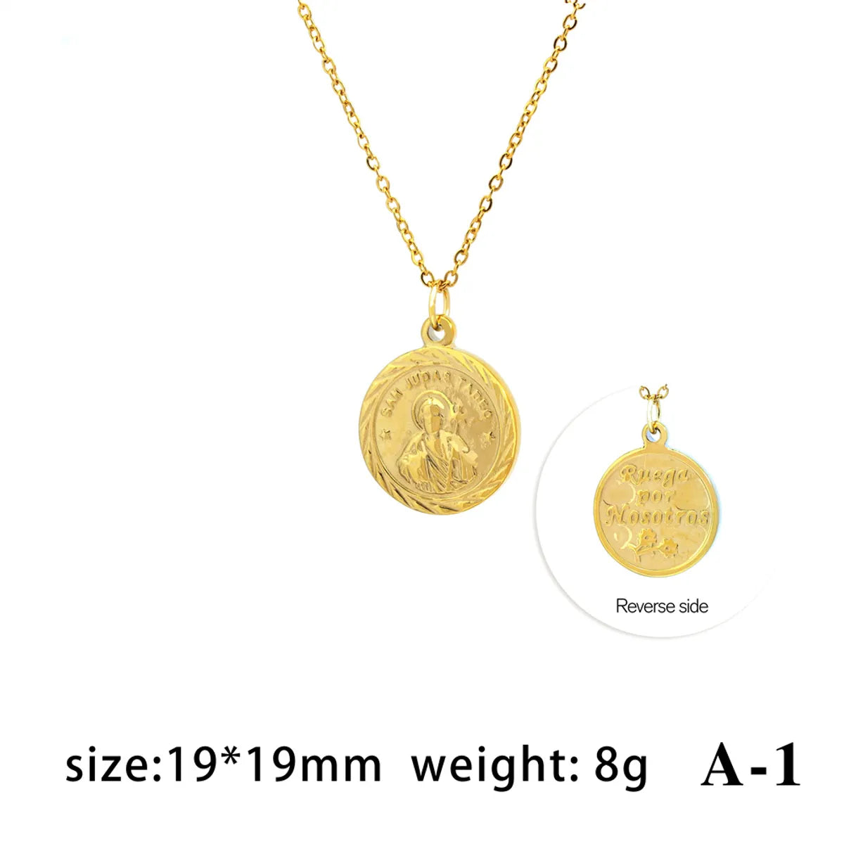 Wholesale Jewelry IG Style Hip-Hop Retro Portrait Letter 304 Stainless Steel 18K Gold Plated Polishing Pendant Necklace