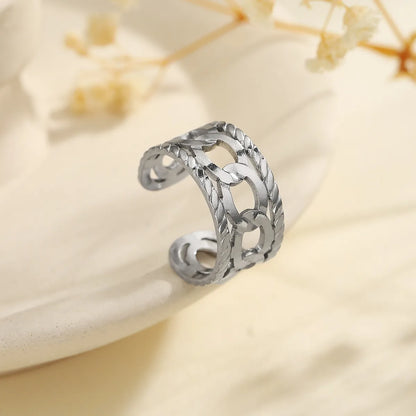 Wholesale Jewelry IG Style Hip-Hop Simple Style Solid Color 304 Stainless Steel Open Rings