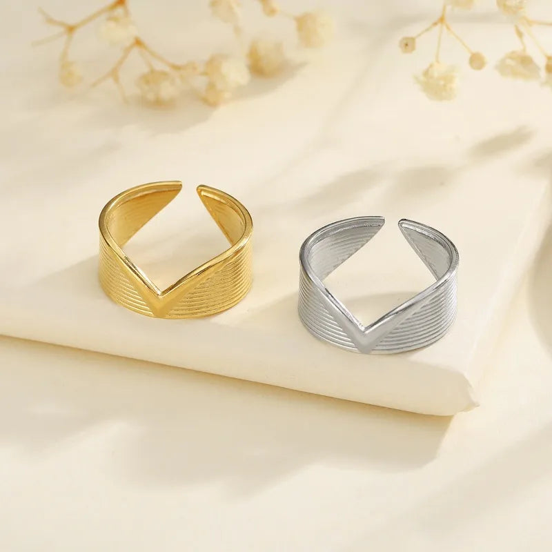 Wholesale Jewelry IG Style Hip-Hop Simple Style Solid Color 304 Stainless Steel Open Rings