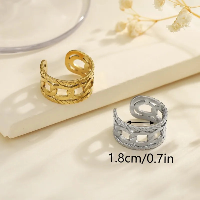 Wholesale Jewelry IG Style Hip-Hop Simple Style Solid Color 304 Stainless Steel Open Rings