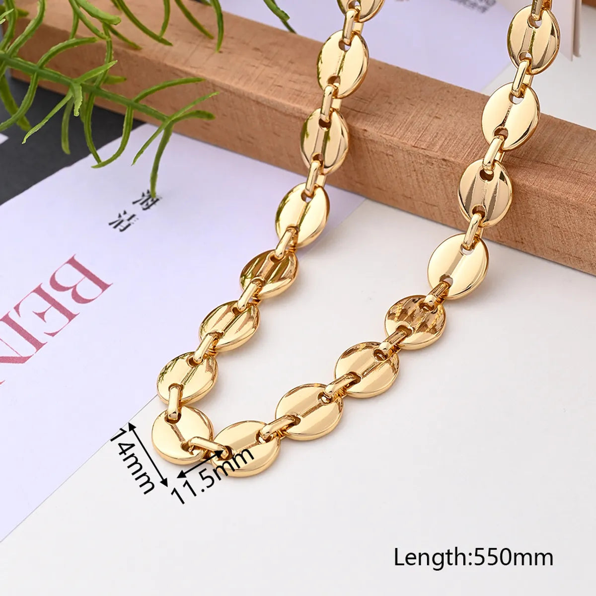 Wholesale Jewelry IG Style Hip-Hop Streetwear Coffee Beans Simple Solid Color 304 Stainless Steel 18K Gold Plated Handmade Polishing Plating Bracelets Necklace Jewelry Set