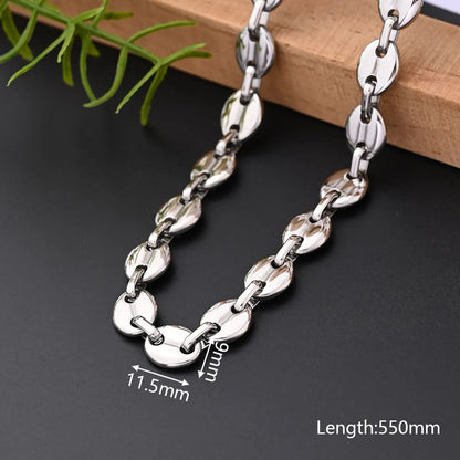 Wholesale Jewelry IG Style Hip-Hop Streetwear Coffee Beans Simple Solid Color 304 Stainless Steel 18K Gold Plated Handmade Polishing Plating Bracelets Necklace Jewelry Set