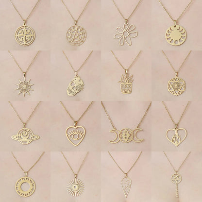 Wholesale Jewelry IG Style Ice Cream Planet Flower 201 Stainless Steel 18K Gold Plated Polishing Plating Pendant Necklace