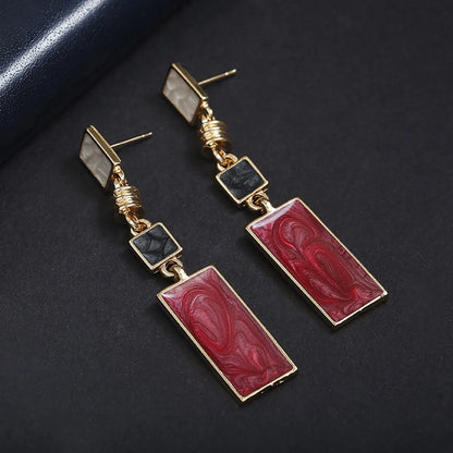 Wholesale Jewelry Ig Style Korean Style Rectangle Alloy Acrylic Enamel Inlay Drop Earrings