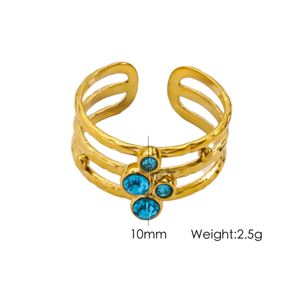 Wholesale Jewelry IG Style Modern Style Sweet Geometric 304 Stainless Steel Zircon 14K Gold Plated Inlay Open Rings