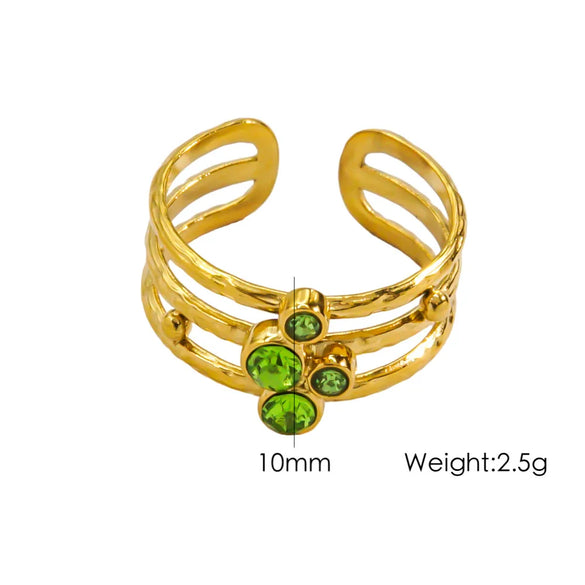 Wholesale Jewelry IG Style Modern Style Sweet Geometric 304 Stainless Steel Zircon 14K Gold Plated Inlay Open Rings