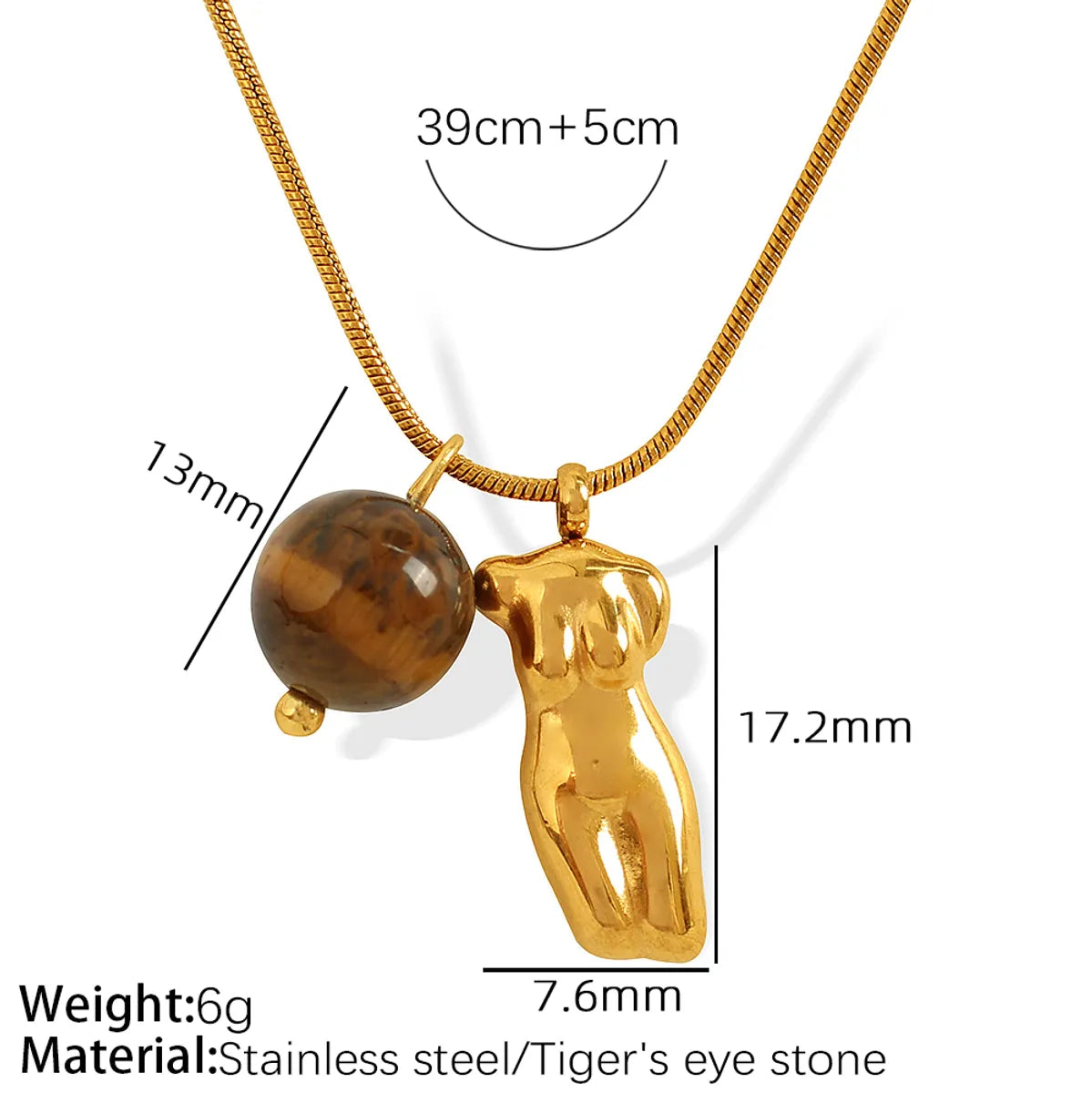 Wholesale Jewelry IG Style Novelty Human 304 Stainless Steel Opal Agate 18K Gold Plated Inlay Pendant Necklace