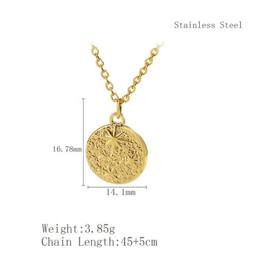 Wholesale Jewelry IG Style Retro Sun Star 304 Stainless Steel Rhinestones Inlay Pendant Necklace