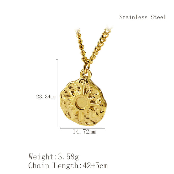 Wholesale Jewelry IG Style Retro Sun Star 304 Stainless Steel Rhinestones Inlay Pendant Necklace
