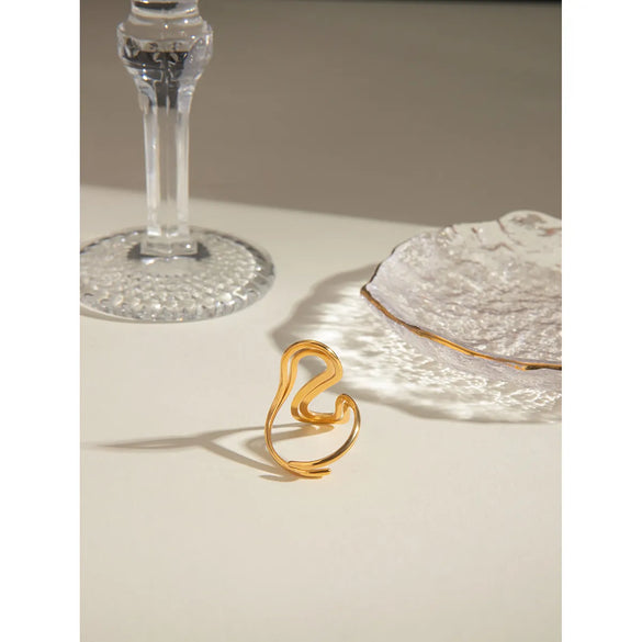 Wholesale Jewelry IG Style S Shape 304 Stainless Steel 18K Gold Plated Open Rings