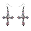 1 Pair Ig Style Shiny Cross Inlay Alloy Rhinestones Drop Earrings