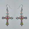 1 Pair Ig Style Shiny Cross Inlay Alloy Rhinestones Drop Earrings