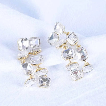 Wholesale Jewelry Ig Style Shiny Square Alloy Rhinestones Plating Inlay Drop Earrings