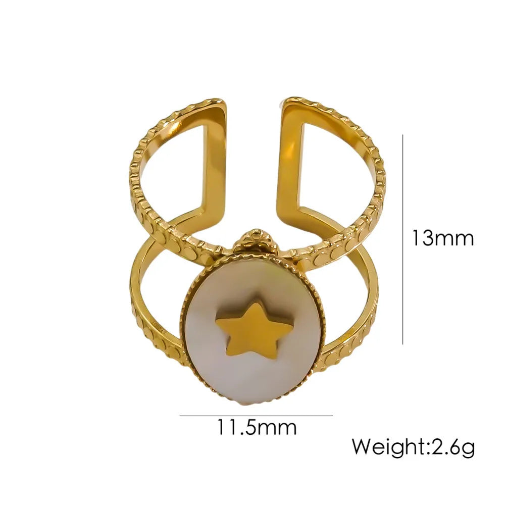 Wholesale Jewelry IG Style Shiny Star Titanium Steel Shell Zircon Inlay Rings Necklace