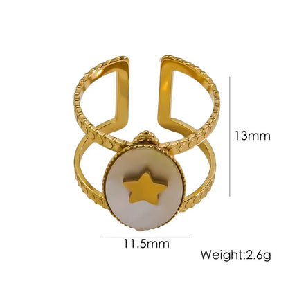 Wholesale Jewelry IG Style Shiny Star Titanium Steel Shell Zircon Inlay Rings Necklace