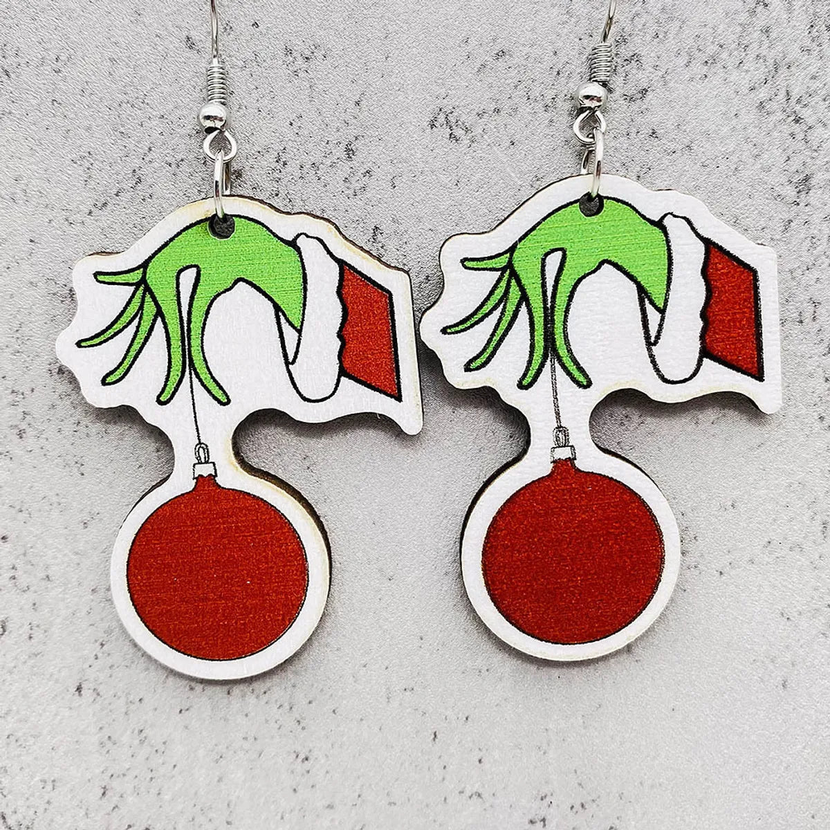 Wholesale Jewelry Ig Style Simple Style Cartoon Christmas Hat Monster Wood Drop Earrings