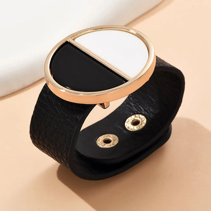 Wholesale Jewelry IG Style Simple Style Color Block Pu Leather Plating Bangle