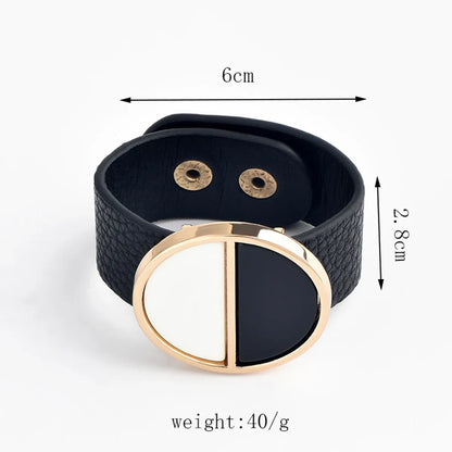 Wholesale Jewelry IG Style Simple Style Color Block Pu Leather Plating Bangle