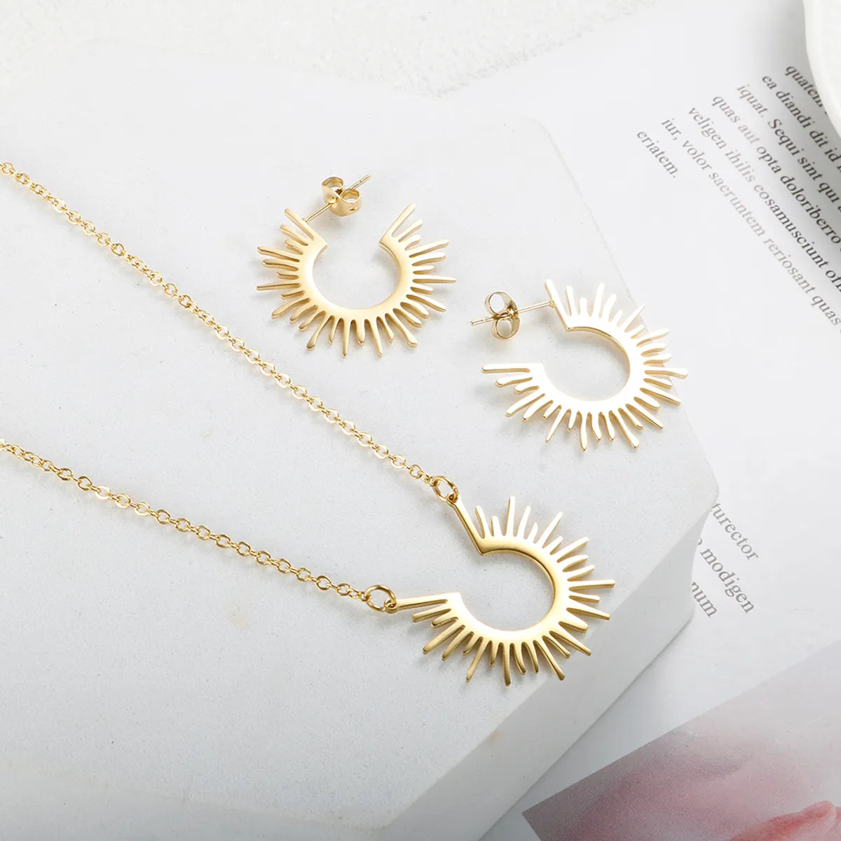 Wholesale Jewelry IG Style Simple Style Commute Geometric 304 Stainless Steel Earrings Necklace