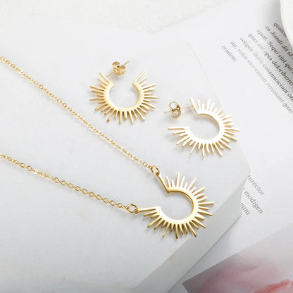 Wholesale Jewelry IG Style Simple Style Commute Geometric 304 Stainless Steel Earrings Necklace