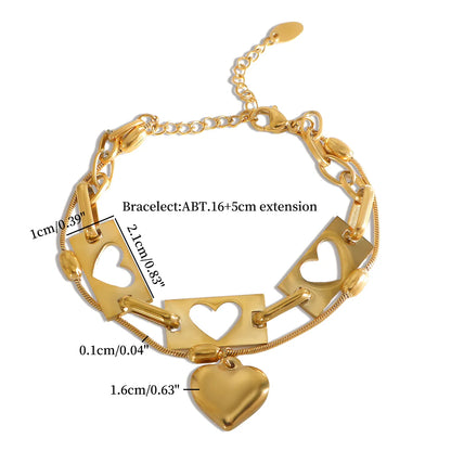 Wholesale Jewelry IG Style Simple Style Commute Heart Shape 304 Stainless Steel Hollow Out Bracelets Necklace