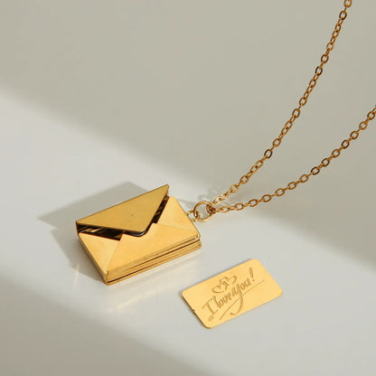 Wholesale Jewelry IG Style Simple Style Commute I Love You Envelope 304 Stainless Steel 18K Gold Plated Pendant Necklace