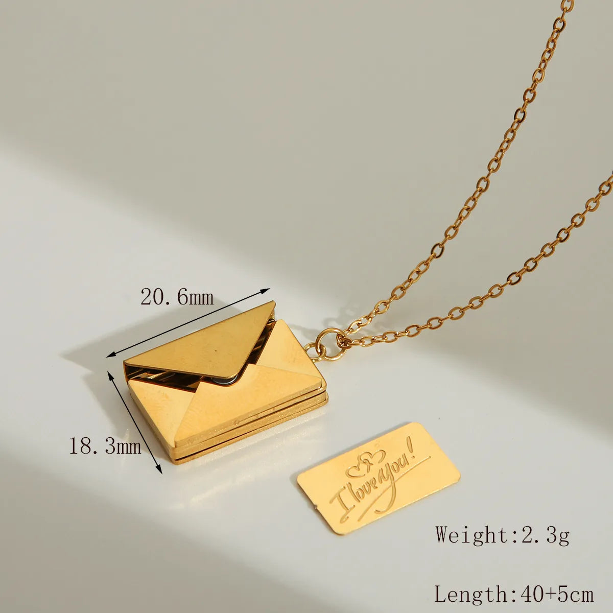 Wholesale Jewelry IG Style Simple Style Commute I Love You Envelope 304 Stainless Steel 18K Gold Plated Pendant Necklace