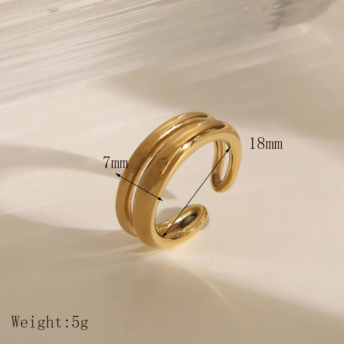 Wholesale Jewelry IG Style Simple Style Commute Solid Color 304 Stainless Steel 18K Gold Plated Open Rings