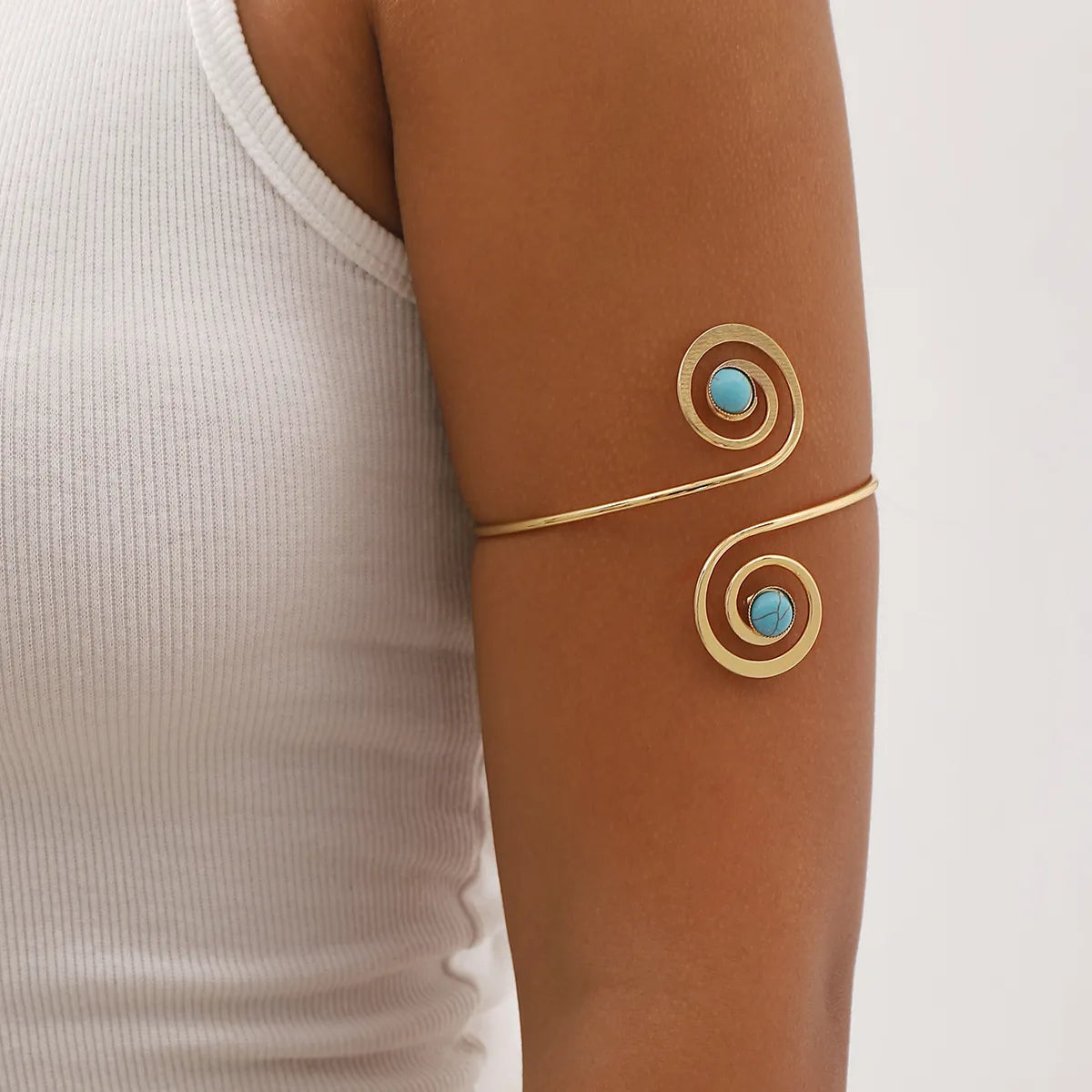 Wholesale Jewelry IG Style Simple Style Cool Style Geometric Metal Turquoise Inlay Arm Bracelet