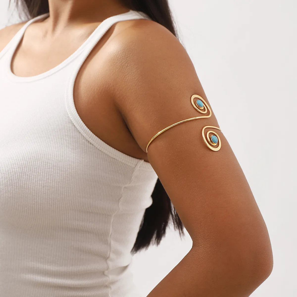 Wholesale Jewelry IG Style Simple Style Cool Style Geometric Metal Turquoise Inlay Arm Bracelet